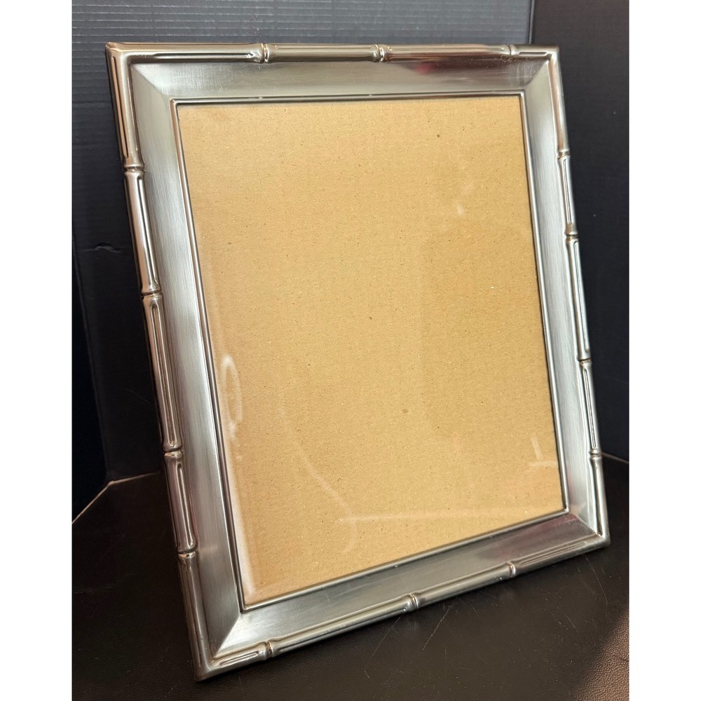 Fetco 8x10 Picture Frame Silver Tone Bamboo Style Home Decor Free Standing